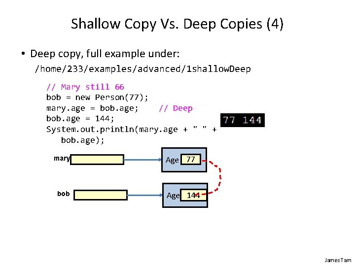 Shallow Copy Vs. Deep Copies (4) • Deep copy, full example under: /home/233/examples/advanced/1 shallow. Shallow Copy Vs. Deep Copies (4) • Deep copy, full example under: /home/233/examples/advanced/1 shallow.