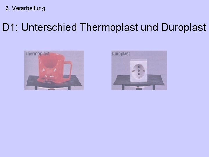 3. Verarbeitung D 1: Unterschied Thermoplast und Duroplast 