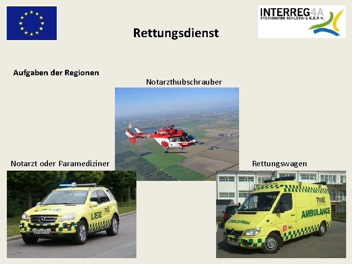 Rettungsdienst Aufgaben der Regionen Notarzt oder Paramediziner 18. 01. 2012 Notarzthubschrauber Rettungswagen 16 