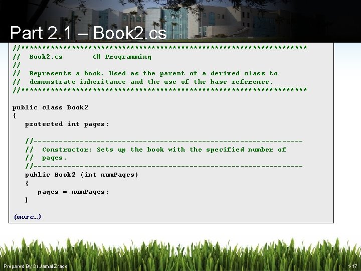 Part 2. 1 – Book 2. cs //********************************** // Book 2. cs C# Programming Part 2. 1 – Book 2. cs //********************************** // Book 2. cs C# Programming