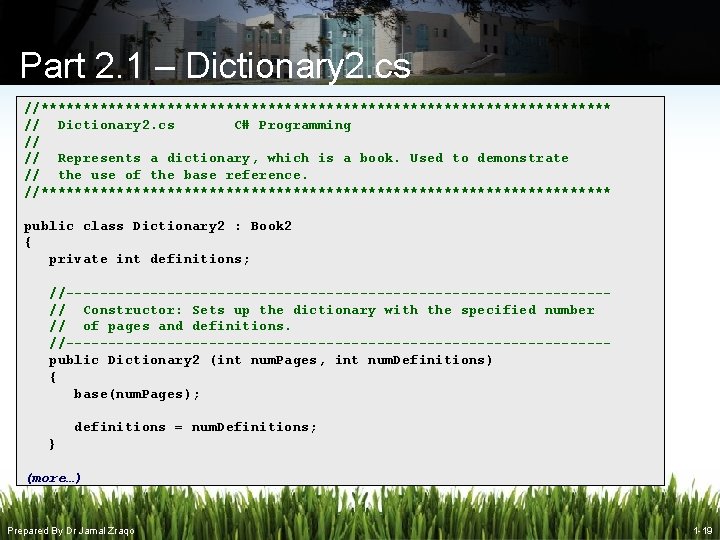 Part 2. 1 – Dictionary 2. cs //********************************** // Dictionary 2. cs C# Programming Part 2. 1 – Dictionary 2. cs //********************************** // Dictionary 2. cs C# Programming