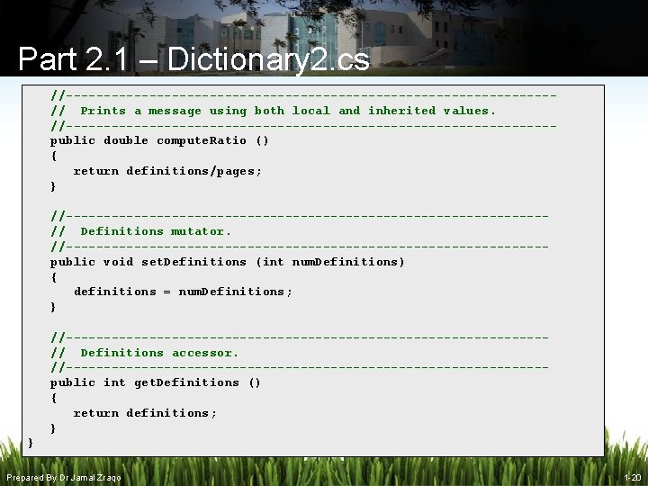 Part 2. 1 – Dictionary 2. cs //--------------------------------// Prints a message using both local Part 2. 1 – Dictionary 2. cs //--------------------------------// Prints a message using both local