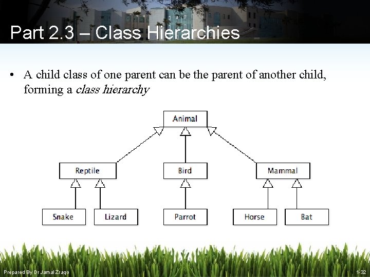 Part 2. 3 – Class Hierarchies • A child class of one parent can Part 2. 3 – Class Hierarchies • A child class of one parent can