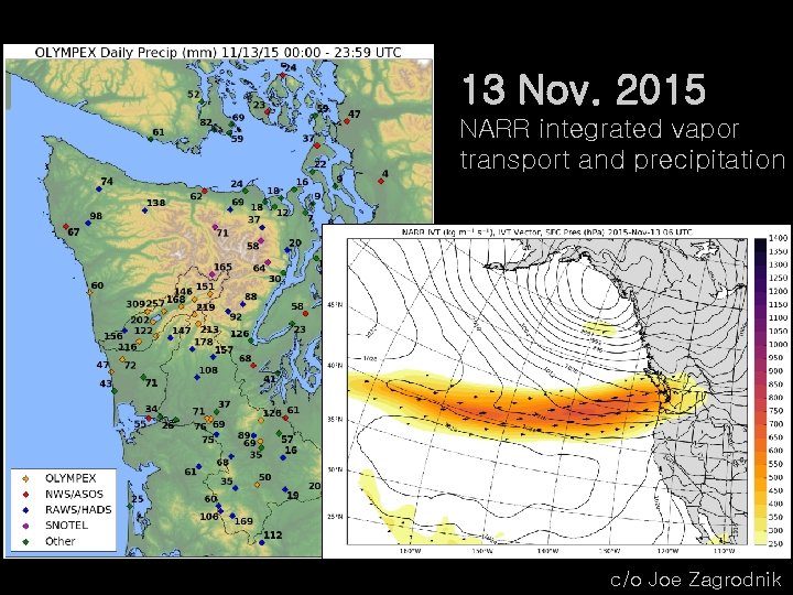 13 Nov. 2015 NARR integrated vapor transport and precipitation c/o Joe Zagrodnik 