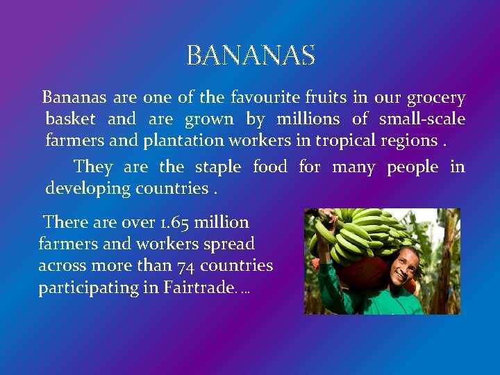 BANANAS Bananas are one of the favourite fruits in our grocery basket and are
