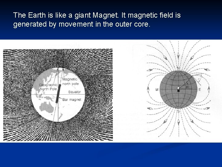 The Earth is like a giant Magnet. It magnetic field is generated by movement