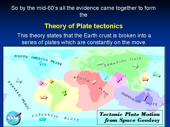 So by the mid-60’s all the evidence came together to form the Theory of