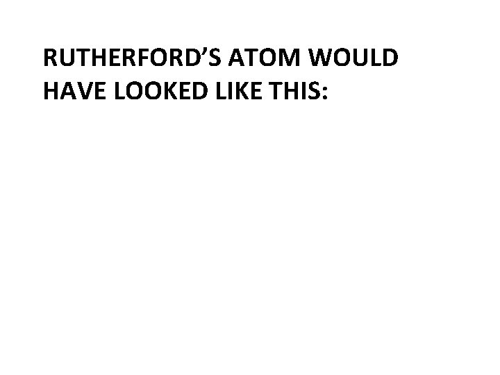 RUTHERFORD’S ATOM WOULD HAVE LOOKED LIKE THIS: 