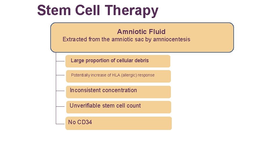 Stem Cell Therapy Amniotic Fluid Extracted from the amniotic sac by amniocentesis Large proportion