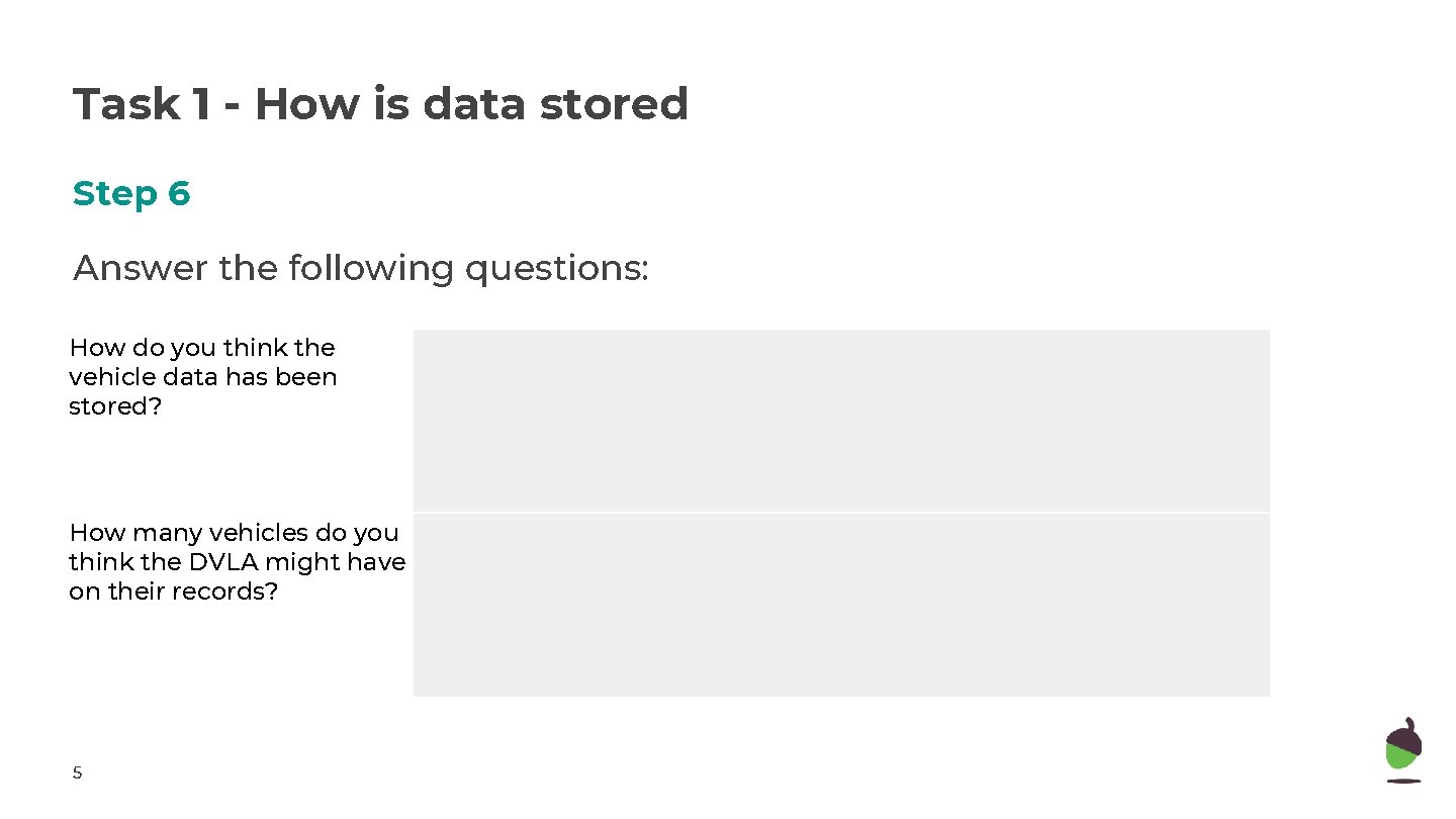 Task 1 - How is data stored Step 6 Answer the following questions: How Task 1 - How is data stored Step 6 Answer the following questions: How