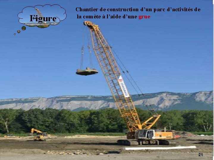 Figure Chantier de construction d’un parc d’activités de la comète à l’aide d’une grue