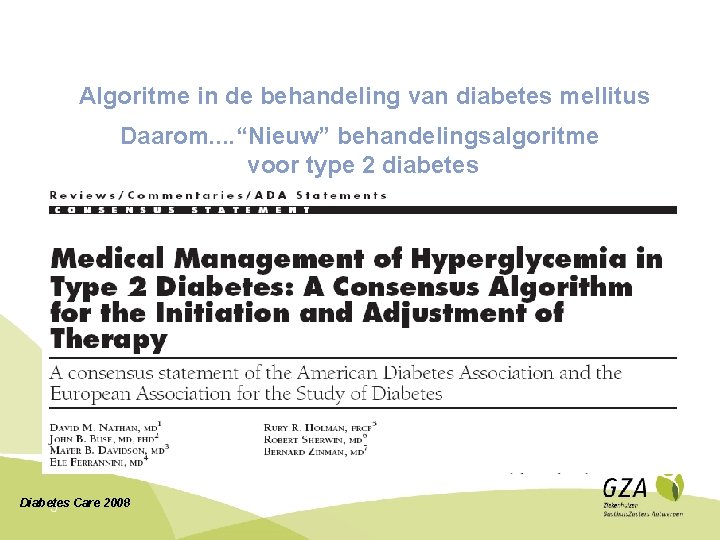 Algoritme in de behandeling van diabetes mellitus Daarom. . “Nieuw” behandelingsalgoritme voor type 2