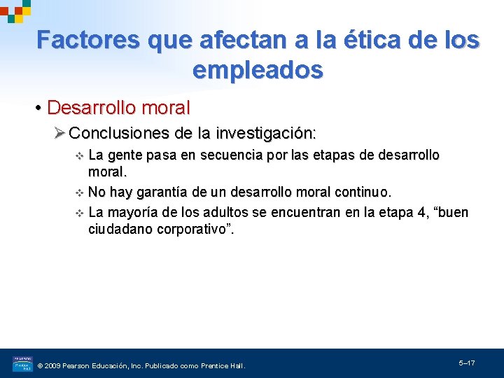 Factores que afectan a la ética de los empleados • Desarrollo moral Ø Conclusiones