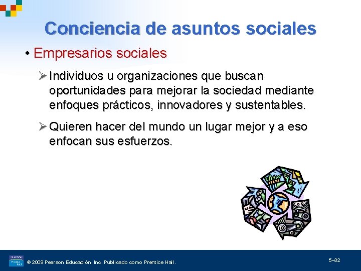 Conciencia de asuntos sociales • Empresarios sociales Ø Individuos u organizaciones que buscan oportunidades