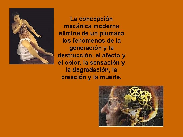 La concepción mecánica moderna elimina de un plumazo los fenómenos de la generación y