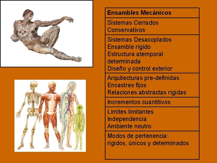 Ensambles Mecánicos Sistemas Cerrados Conservativos Sistemas Desacoplados Ensamble rígido Estructura atemporal determinada Diseño y