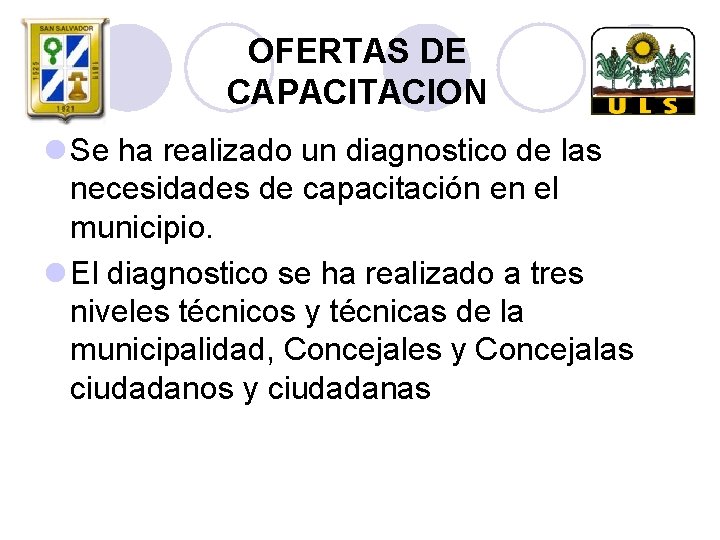 OFERTAS DE CAPACITACION l Se ha realizado un diagnostico de las necesidades de capacitación