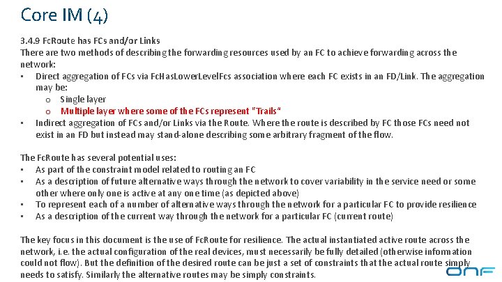 Core IM (4) 3. 4. 9 Fc. Route has FCs and/or Links There are