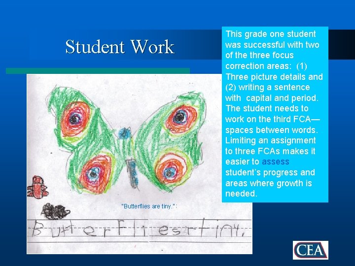 Student Work “Butterflies are tiny. ” This grade one student was successful with two