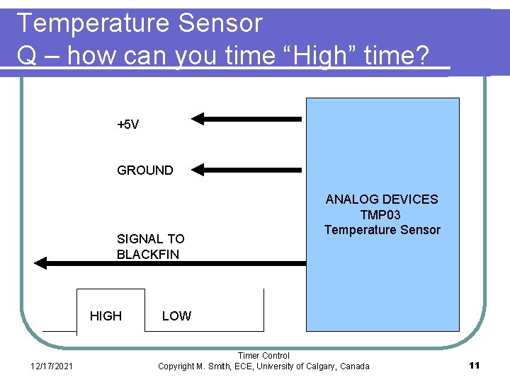 Temperature Sensor Q – how can you time “High” time? +5 V GROUND SIGNAL