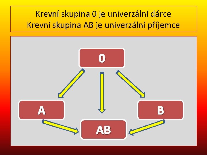 Krevní skupina 0 je univerzální dárce Krevní skupina AB je univerzální příjemce 0 A