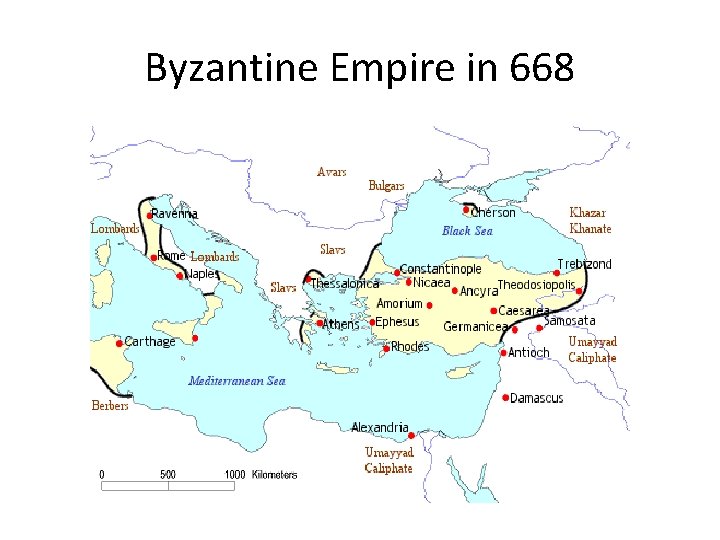 Byzantine Empire in 668 