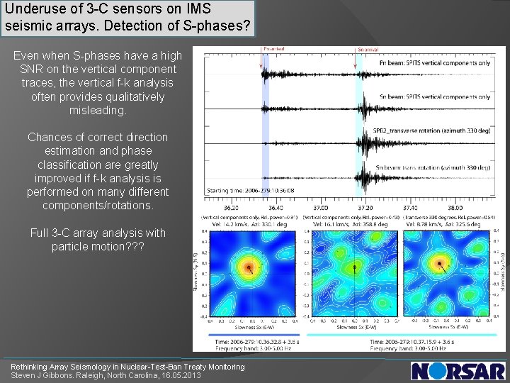 Underuse of 3 -C sensors on IMS seismic arrays. Detection of S-phases? Even when