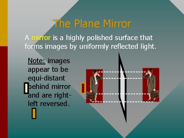 The Plane Mirror A mirror is a highly polished surface that forms images by