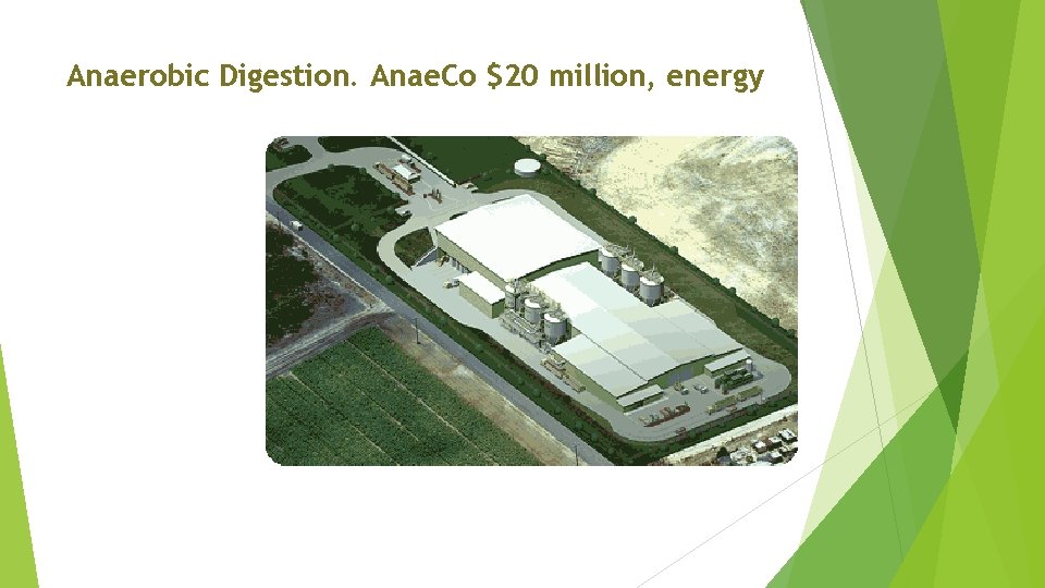 Anaerobic Digestion. Anae. Co $20 million, energy 