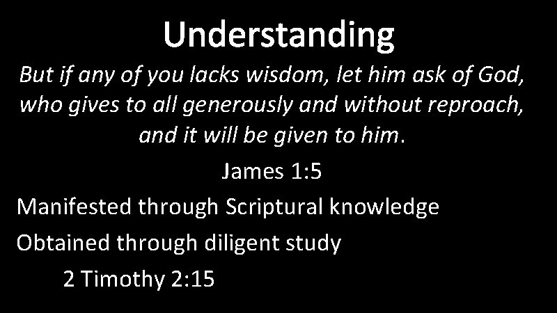 Understanding But if any of you lacks wisdom, let him ask of God, who