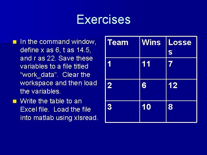 Exercises In the command window, define x as 6, t as 14. 5, and