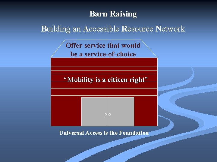 Barn Raising Building an Accessible Resource Network Offer service that would be a service-of-choice