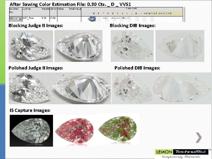 After Sawing Color Estimation File: 0. 30 Cts. _ D _ VVS 1 Blocking