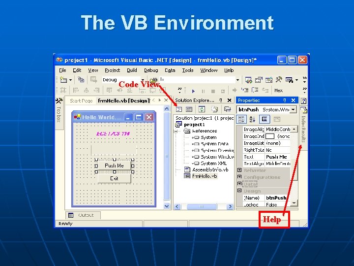 The VB Environment Code View Help 