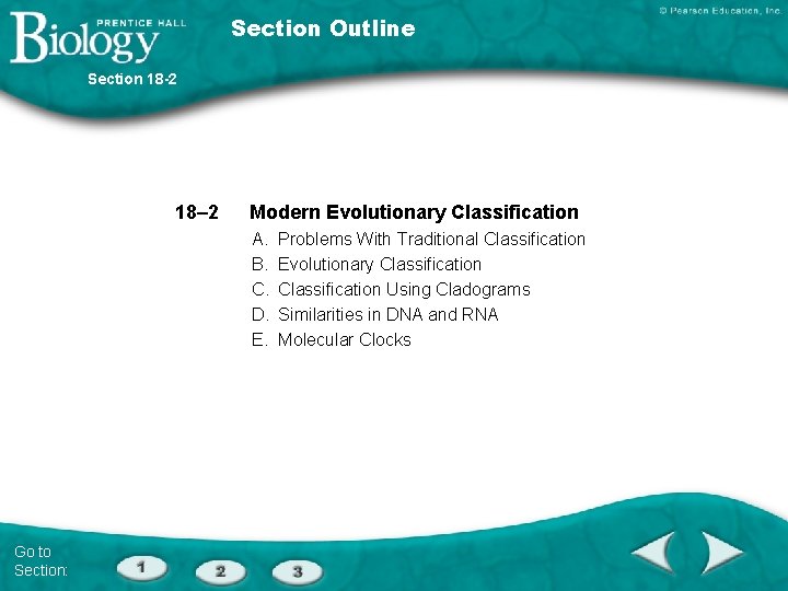 Section Outline Section 18 -2 18– 2 Modern Evolutionary Classification A. B. C. D.