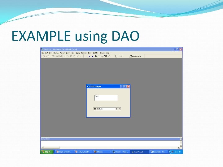 EXAMPLE using DAO 
