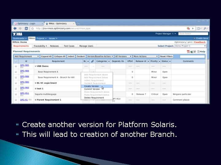  Create another version for Platform Solaris. This will lead to creation of another