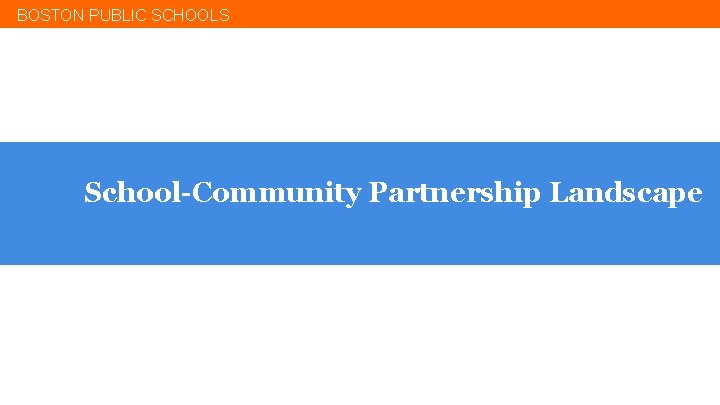 BOSTON PUBLIC SCHOOLS School-Community Partnership Landscape 