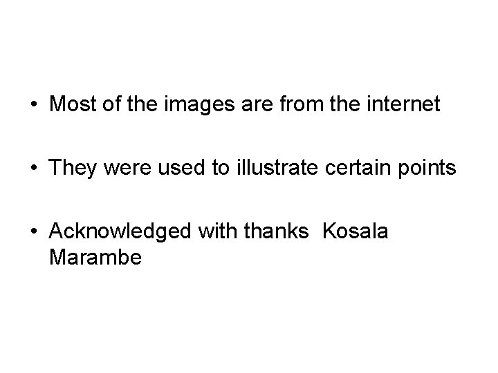  • Most of the images are from the internet • They were used