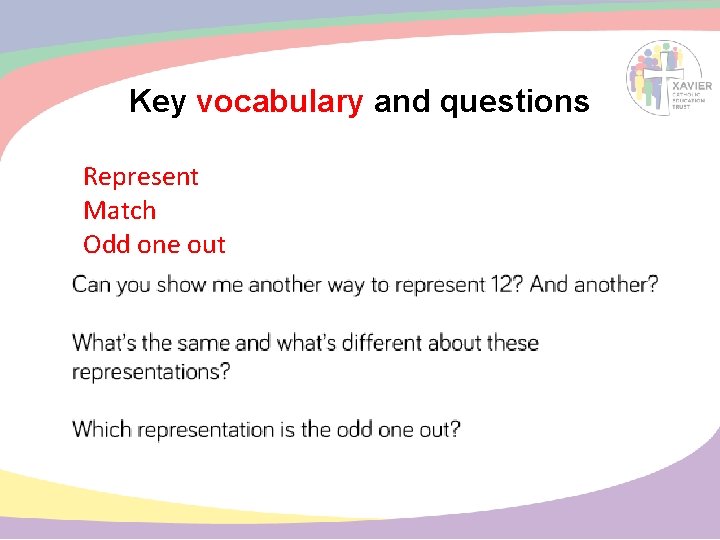 Key vocabulary and questions Represent Match Odd one out 