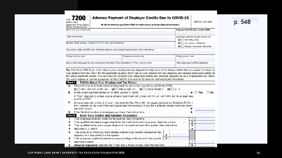 p. 548 COPYRIGHT LAND GRANT UNIVERSITY TAX EDUCATION FOUNDATION 2020 19 