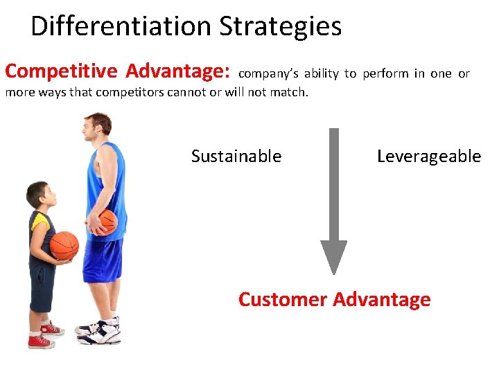 Differentiation Strategies Competitive Advantage: company’s ability to perform in one or more ways that