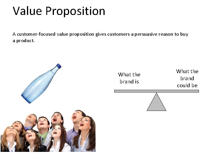 Value Proposition A customer-focused value proposition gives customers a persuasive reason to buy a