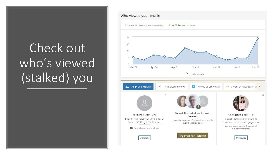 Check out who’s viewed (stalked) you 