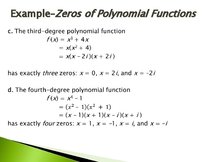 Example–Zeros of Polynomial Functions 