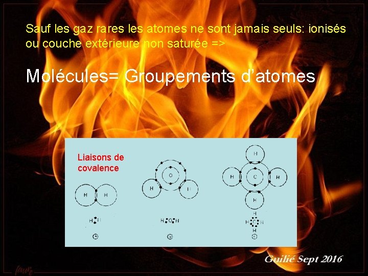 Sauf les gaz rares les atomes ne sont jamais seuls: ionisés ou couche extérieure