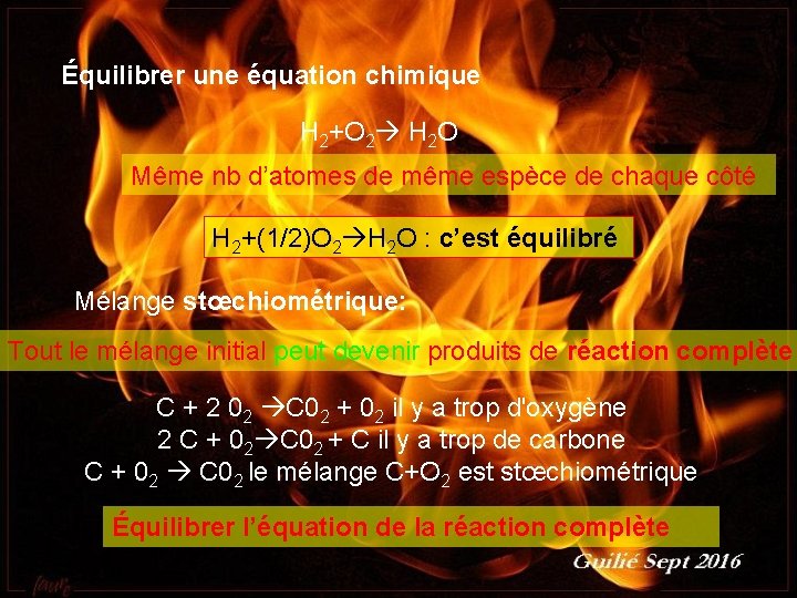 Équilibrer une équation chimique H 2+O 2 H 2 O Même nb d’atomes de