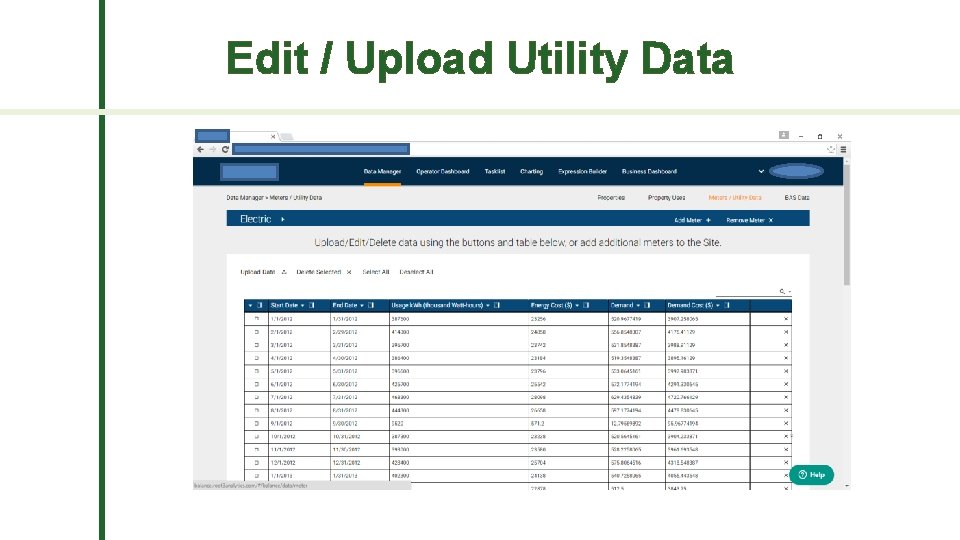 Edit / Upload Utility Data 