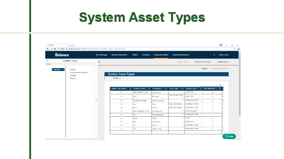 System Asset Types 