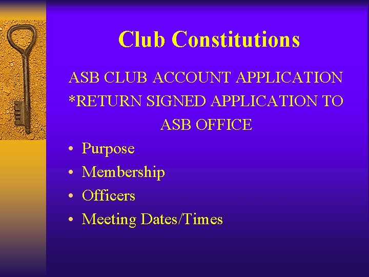 Club Constitutions ASB CLUB ACCOUNT APPLICATION *RETURN SIGNED APPLICATION TO ASB OFFICE • Purpose